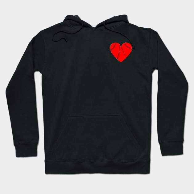 baseball red heart Hoodie by mdr design